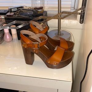 Target mossimo wooden faux leather chunky heeled